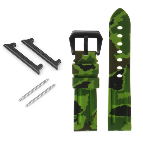StrapsCo Camo Silicone Watch Strap with Matte Black Pre-V Buckle for Apple Watch - 44mm - Green Camo