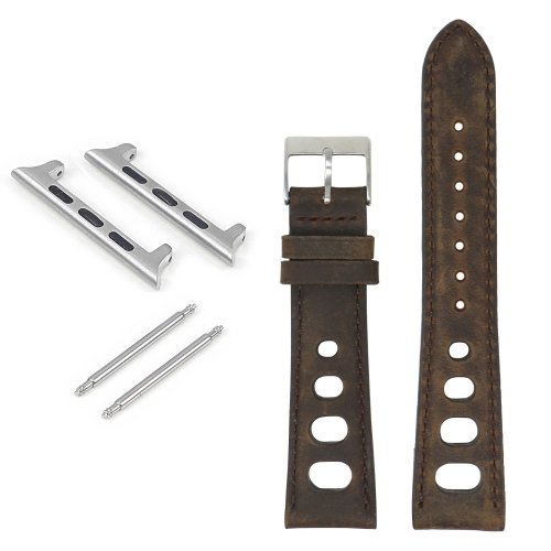 DASSARI Bracelet de rallye en cuir vieilli pour Apple Watch - 38mm - Brun
