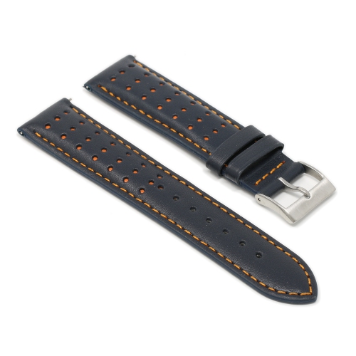 DASSARI Perforated Leather Racing Strap for Apple Watch - 40mm - Blue & Orange