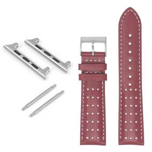 DASSARI Perforated Leather Racing Strap for Apple Watch - 44mm - Red & White