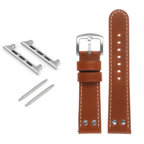 DASSARI Pilot Leather Watch Band w/ Rivets for Apple Watch - 40mm - Tan