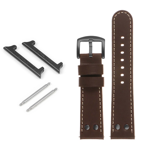 DASSARI Pilot Leather Watch Band w/ Matte Black Rivets for Apple Watch - 38mm - Brown