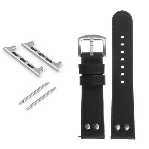 DASSARI  Pilot Leather Watch Band W/ Rivets for Apple Watch - 42MM - In Black