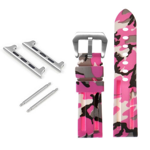 StrapsCo Camo Silicone Watch Strap with Brushed Stainless Steel Pre-V Buckle for Apple Watch - 40mm - Pink Camo