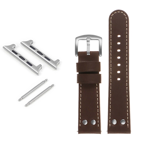 DASSARI Pilot Leather Watch Band w/ Rivets for Apple Watch - 38mm - Brown