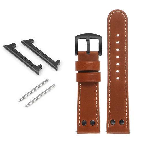 DASSARI Pilot Leather Watch Band w/ Matte Black Rivets for Apple Watch - 40mm - Tan