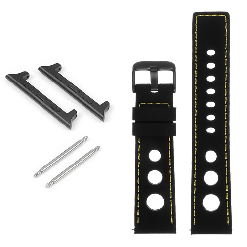 StrapsCo Rubber Rally Strap with Black Buckle for Apple Watch - 38mm - Black & Yellow