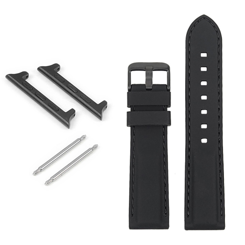 StrapsCo Rubber Strap with Stitching & Black Buckle for Apple Watch - 40mm - Black