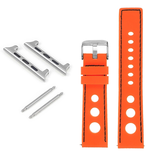 StrapsCo Rubber Rally Strap for Apple Watch - 42mm - Orange & Black