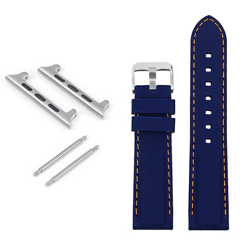 StrapsCo Rubber Strap with Stitching for Apple Watch 40mm Blue