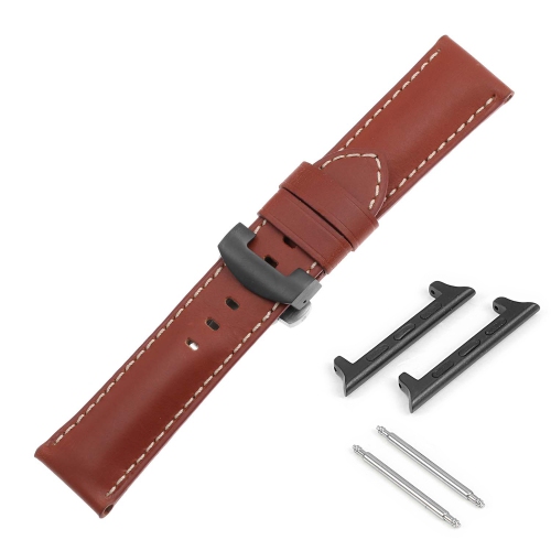 DASSARI Smooth Leather Strap w/ Black Deployant Clasp for Apple Watch - 40mm - Rust