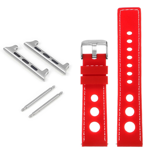 StrapsCo Rubber Rally Strap for Apple Watch - 44mm - Red & White