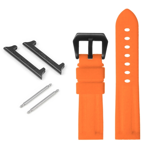 StrapsCo Bracelet de montre en silicone avec boucle Pre-V noir mat pour Apple Watch - 42mm - Mandarine