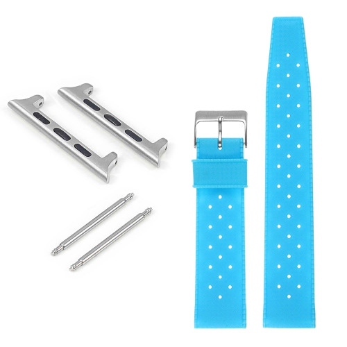 STRAPSCO  Vintage Style Perforated Rubber Rally Strap for Apple Watch - 38MM - In Light Blue