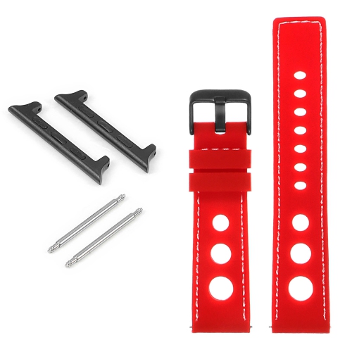 StrapsCo Rubber Rally Strap with Black Buckle for Apple Watch - 38mm - Red & White