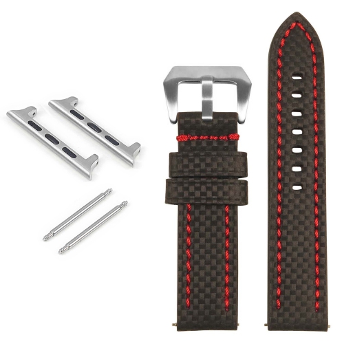 STRAPSCO  Heavy Duty Carbon Fiber Strap for Apple Watch - 40MM - Black & In Red