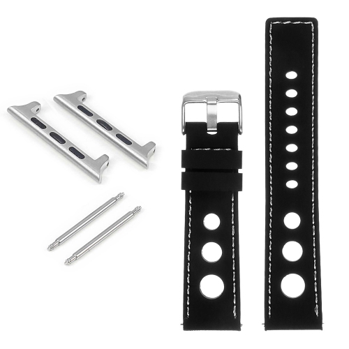 StrapsCo Bracelet de rallye en caoutchouc pour Apple Watch - 38mm - Noir & Blanc
