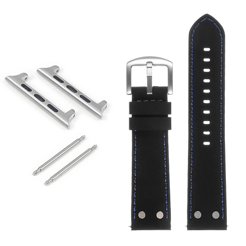 StrapsCo Rubber Aviator Strap with Rivets for Apple Watch 42mm