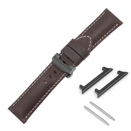 DASSARI Smooth Leather Strap w/ Black Deployant Clasp for Apple Watch - 40mm - Brown