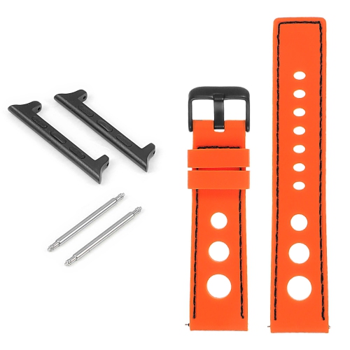 STRAPSCO  Rubber Rally Strap With Black Buckle for Apple Watch - 44MM - & Black In Orange