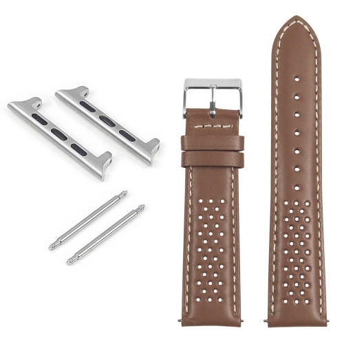 StrapsCo Perforated Rally Strap for Apple Watch - 44mm - Tan & White