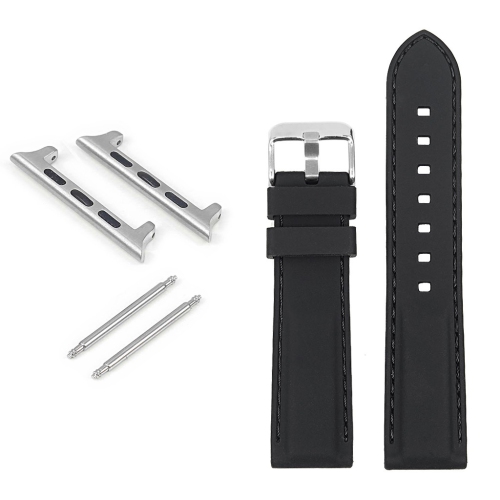 STRAPSCO  Rubber Strap With Stitching for Apple Watch - 38MM - In Black