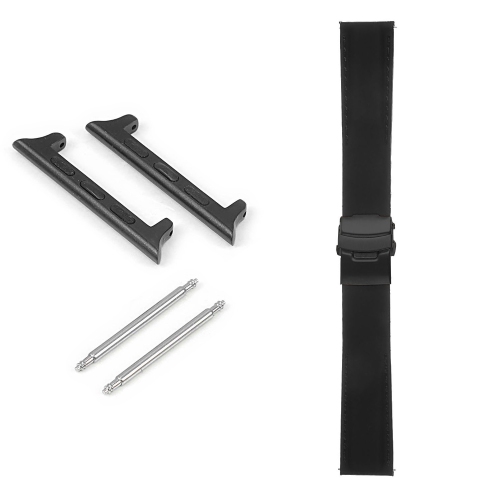 StrapsCo Rubber Strap with Stitching & Matte Black Clasp for Apple Watch - 38mm - Black