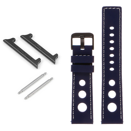 StrapsCo Rubber Rally Strap with Black Buckle for Apple Watch - 38mm - Blue & White