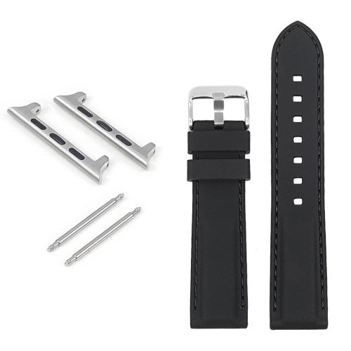 StrapsCo Rubber Strap with Stitching for Apple Watch - 44mm - Black
