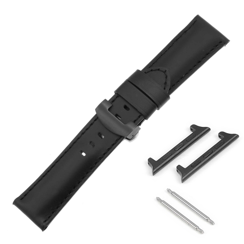 DASSARI Smooth Leather Strap w/ Black Deployant Clasp for Apple Watch - 40mm - Black