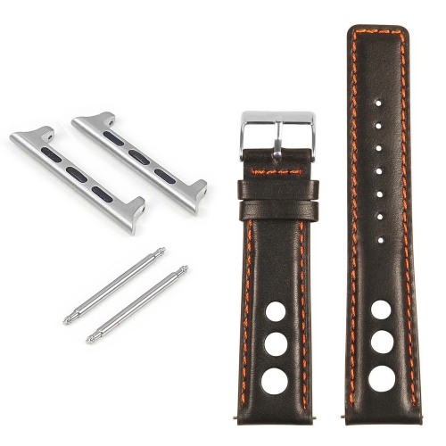 StrapsCo Leather Rally Strap for Apple Watch 40mm Black & Orange