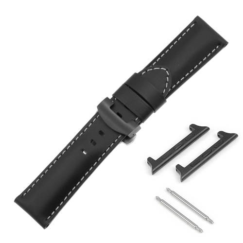 DASSARI  Smooth Leather Strap W/ Deployant Clasp for Apple Watch - 38MM - In Black