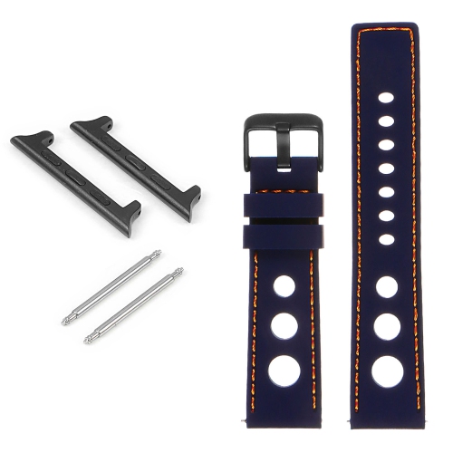 STRAPSCO  Rubber Rally Strap With Black Buckle for Apple Watch - 38MM - Blue & In Orange