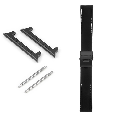 STRAPSCO  Rubber Strap With Stitching & Matte Black Clasp for Apple Watch - 40MM - Black & In White