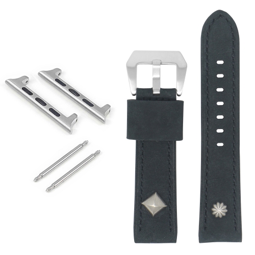 STRAPSCO  Vintage Military Rivet Strap for Apple Watch - 38MM - In Black