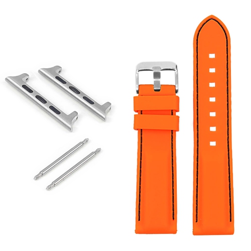 STRAPSCO  Rubber Strap With Stitching for Apple Watch - 40MM - & Black In Orange