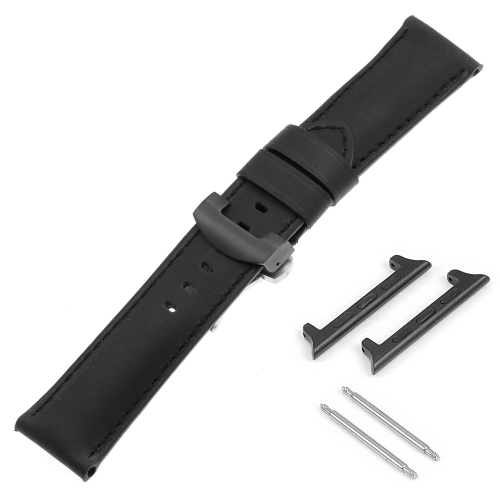 DASSARI  Vintage Leather Strap W/ Deployant Clasp for Apple Watch - 42MM - ( Stitching) In Black