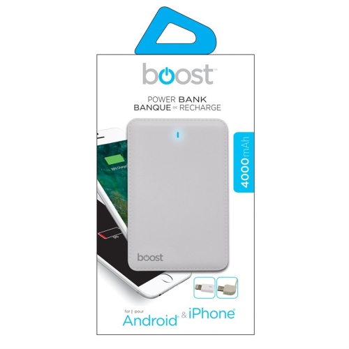 Boost BPB350 - 4000 mAh Power Bank with Lightning Adapter, White