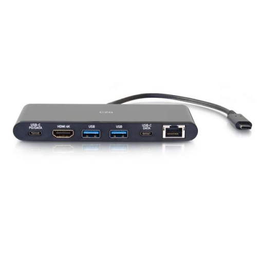 C2G USB-C 6-in-1 Mini Dock with HDMI®, Ethernet, USB and Power Delivery up to 60W - 4K 30Hz
