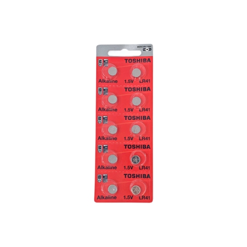 Paquet de 10 piles bouton alcalines LR41/AG3 de Toshiba