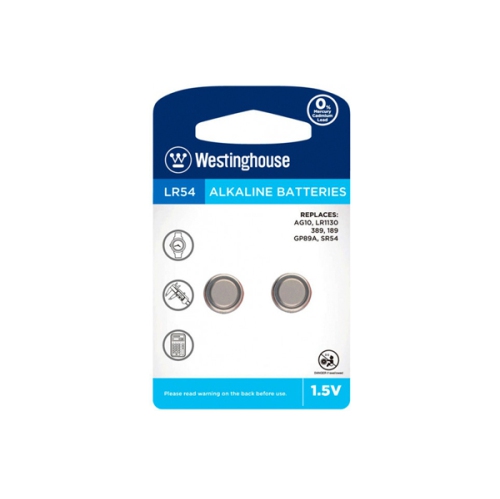 2-Card LR54 / AG10 Westinghouse Alkaline Button Batteries