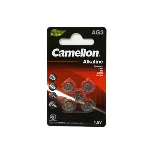 5-Card LR41 / AG3 Camelion Alkaline Button Batteries