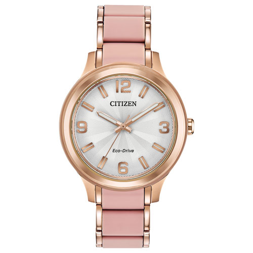 Citizen Drive AR 36mm Women's Solar Powered Casual Watch - Silver-White/Pink/Rose Gold