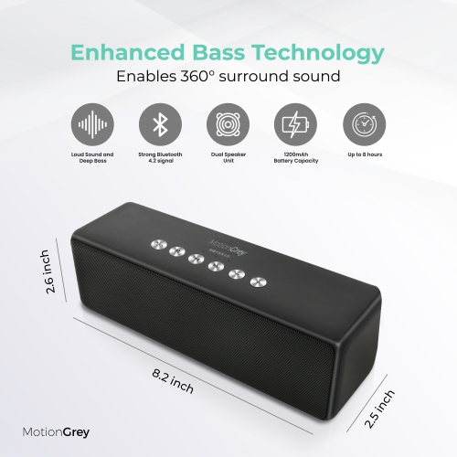 MotionGrey M Series - High Quality Portable Bluetooth Speaker, Great Sounding Wireless Audio Outdoor Speakers for all occasions