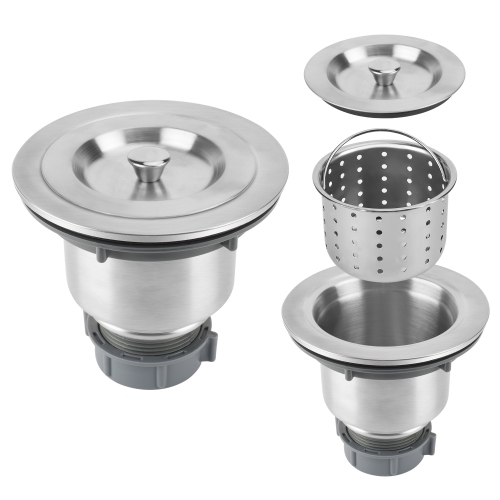 3.5 inch Kitchen Sink Strainer with Colander Basket and Cover in Stainless Steel
