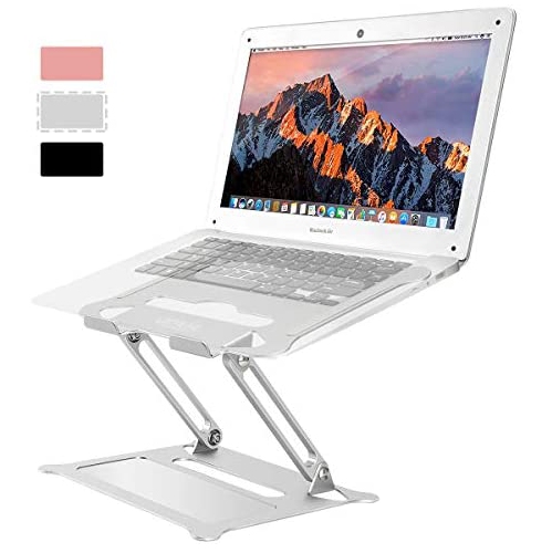 Bluish Gray HP Lenovo Light Weight Aluminum Up to 17 Dell Urmust Laptop Notebook Stand Holder Ergonomic Adjustable Ultrabook Stand Riser Portable with Mouse Pad Compatible with MacBook Air Pro