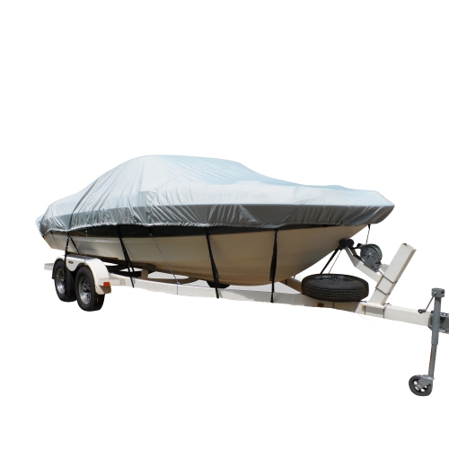 CARVER BY COVERCRAFT  Carver Poly-Flex Polyester Flex-Fit #6 Boat Cover F/v-Hull Low Profile Cuddy Cabin Boats I/o Or O/b - In Grey