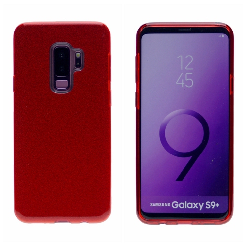 TopSave Dual Layer Glitter TPU Case For Samsung S9 Plus, Red