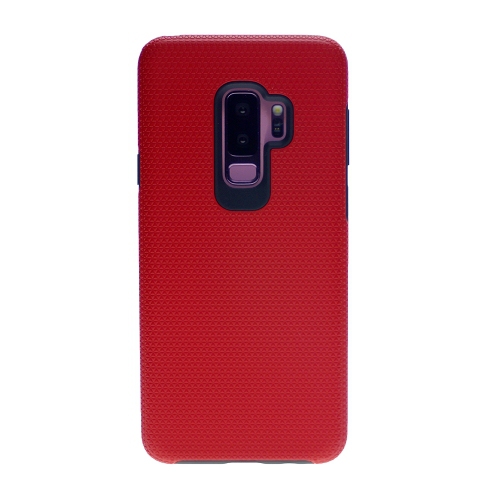 TopSave Triangle Designed Dual Layer Hybrid Case For Galaxy S9 Plus, Red