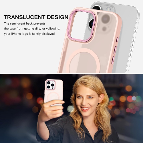 TopSave Strong Magnetic Compatible with MagSafe, Translucent Matte Slim Protective Case with Raised Camera Lens and Metallic Trim For iPhone 16 Pro,